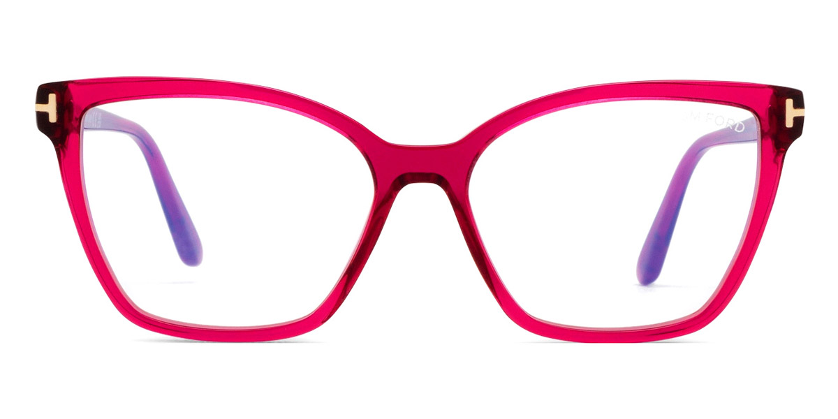 Tom Ford Ft B Transparent Fuchsia T Logo Eyeglasses