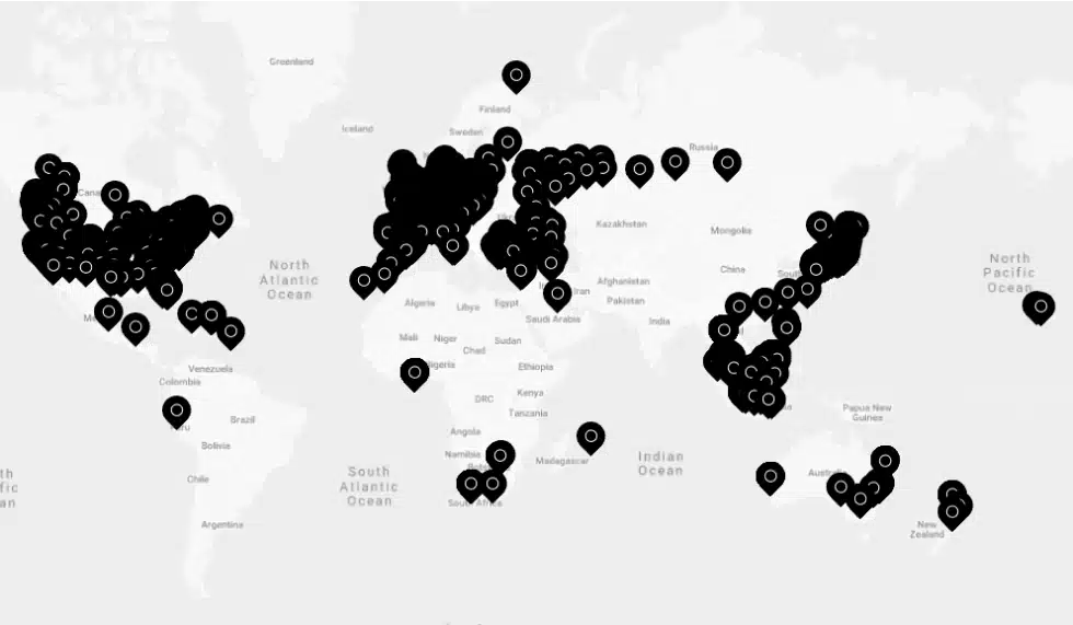 Countries that cooperate with the brand