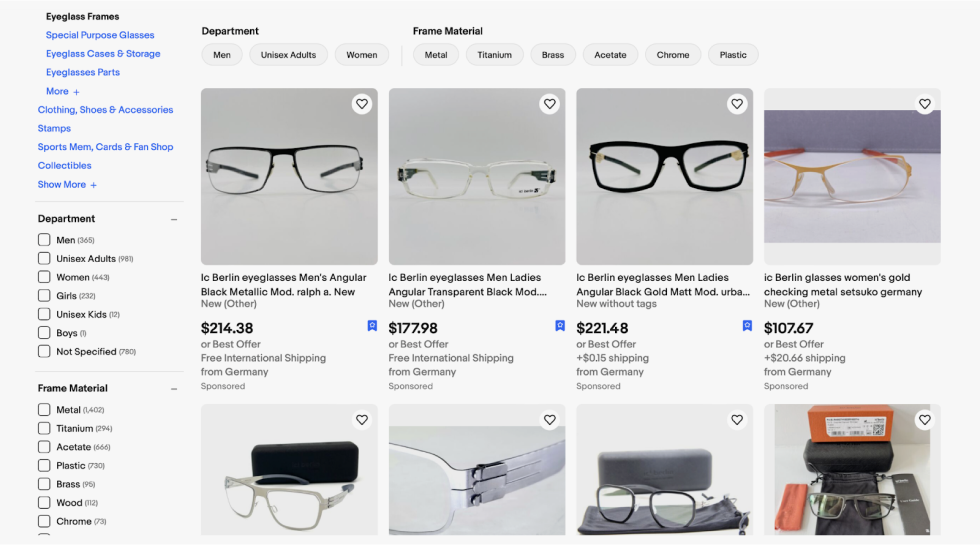 ic! berlin glasses on eBay