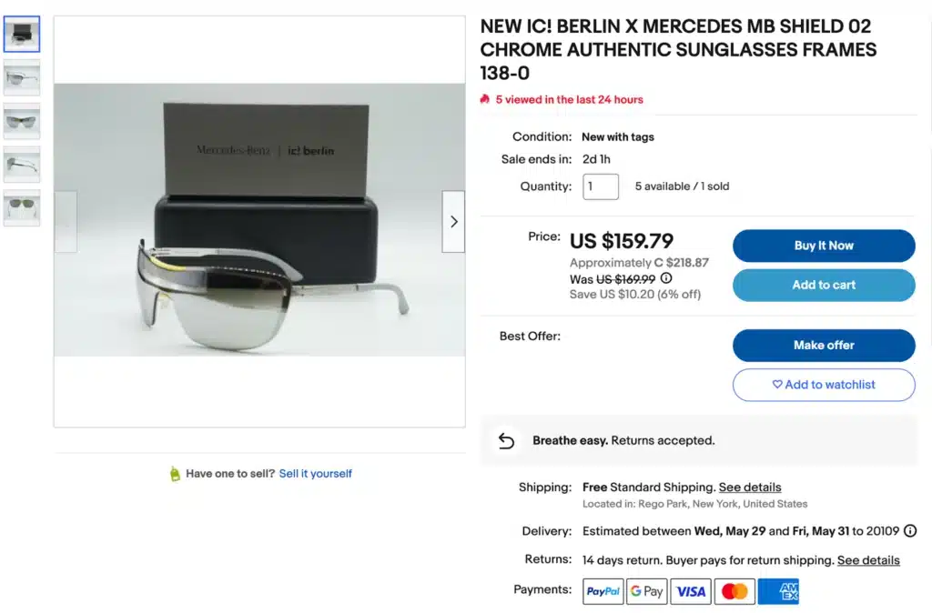 ic! berlin MB Shield 02 sunglasses on eBay