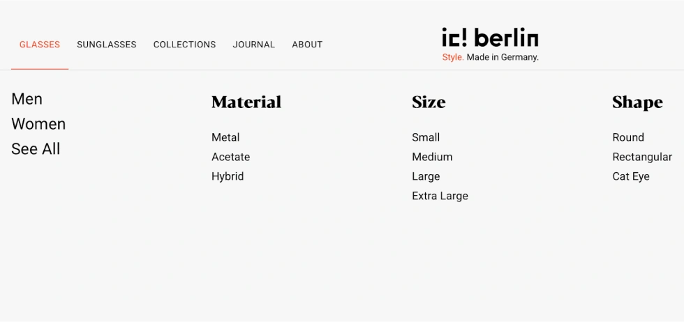 ic! Berlin website category list