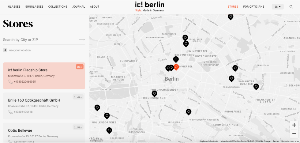 Search for official ic! berlin stores all over the world