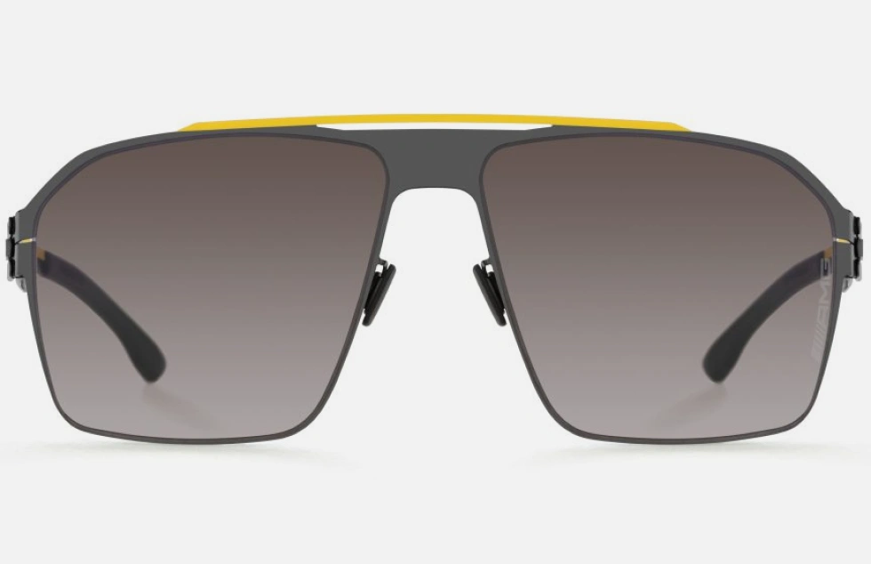 Ic! Berlin AMG 02 Yellow Bridge-Gun-Metal Sunglasses Front View