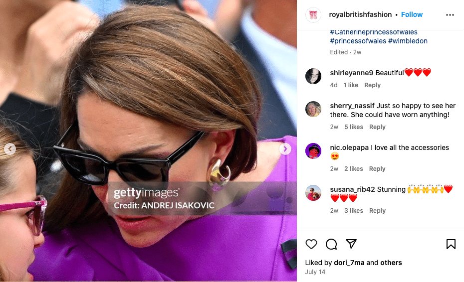 Kate Middleton instagram vb sunglasses