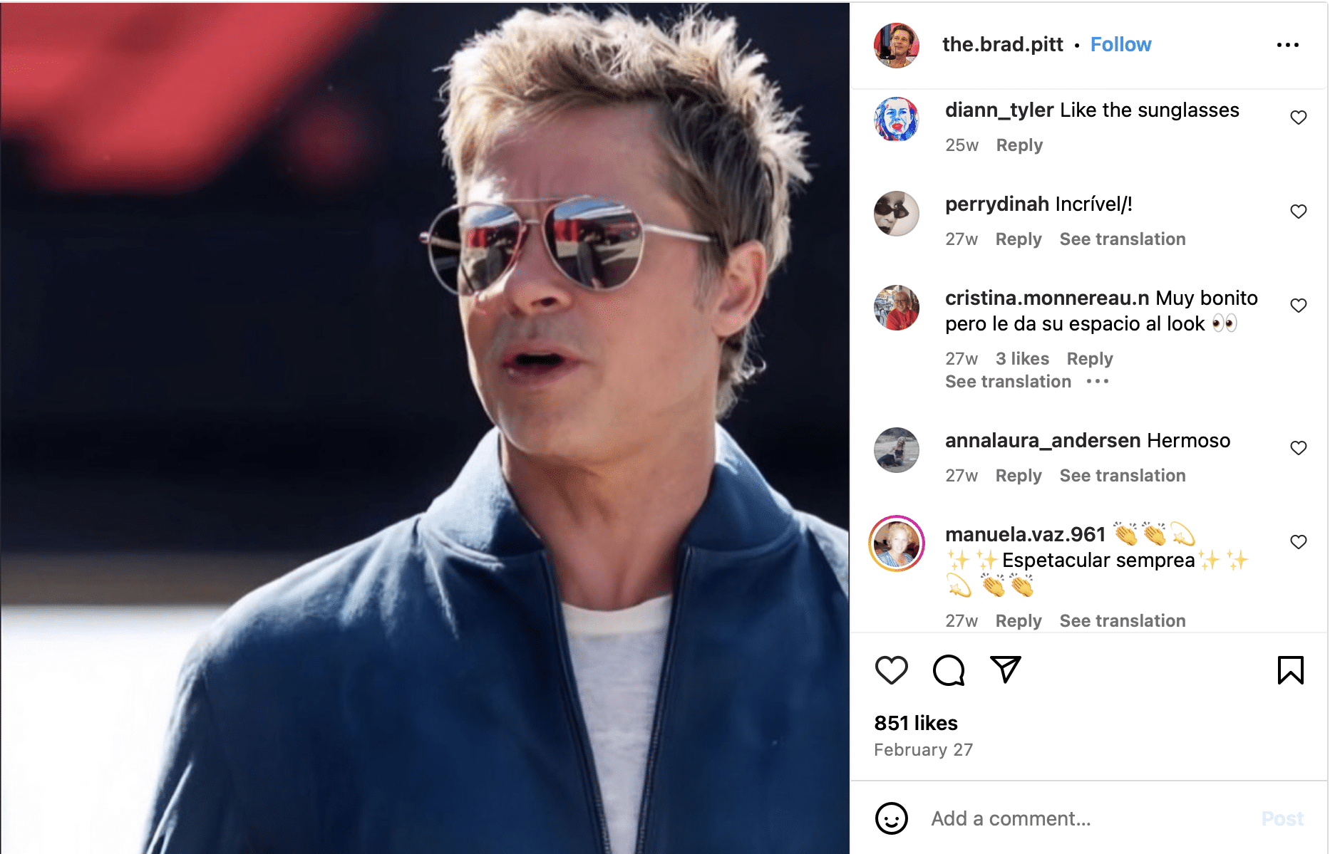 brad pitt givenchy shades instagram