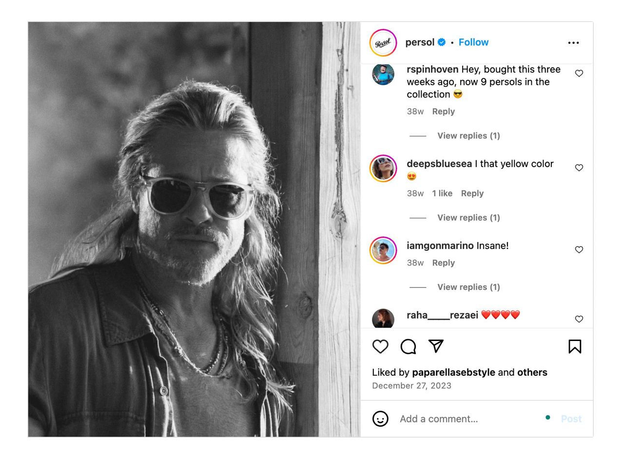 brad pitt in sunglasses instagram