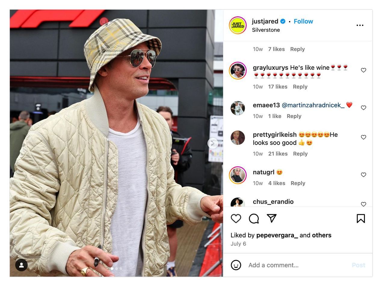 brad pitt sunglasses instagram burberry