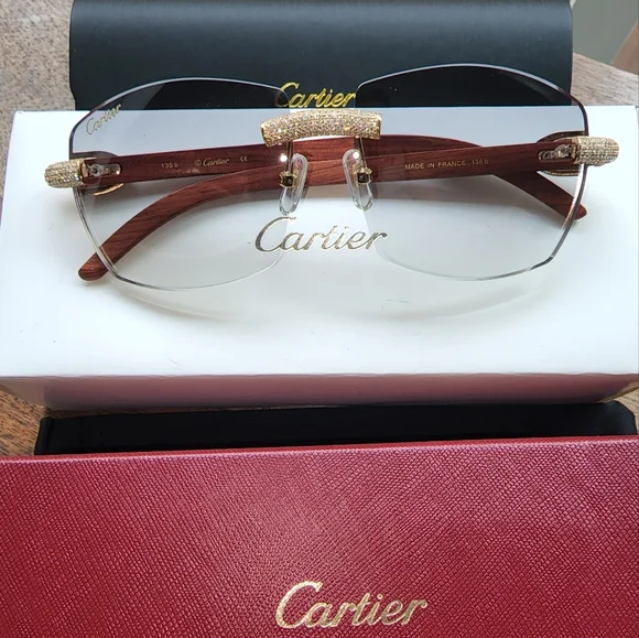 Cartier diamond glasses with protective case