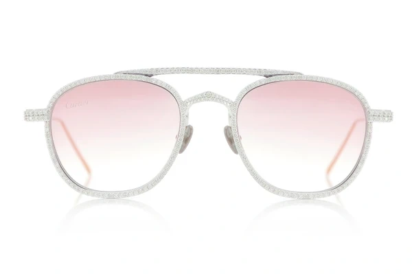 Iced out Cartier pink sunglasses