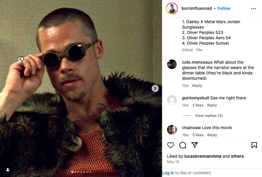 brad pitt oakley shades instagram