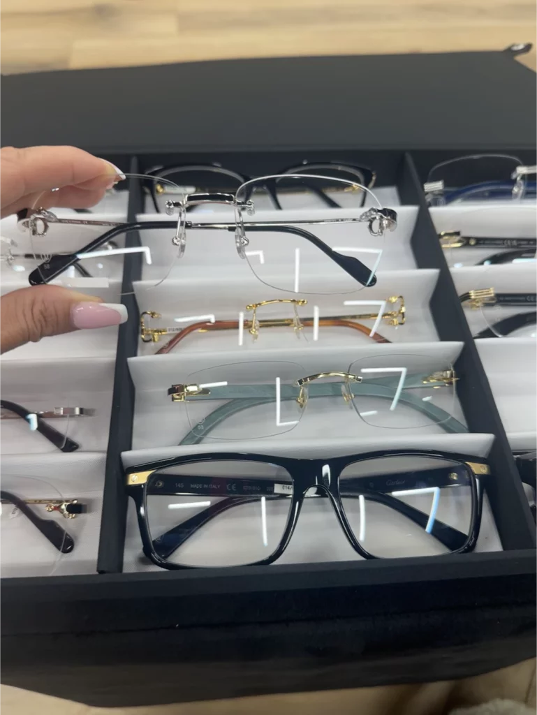 The assortment of Cartier eyeglasses