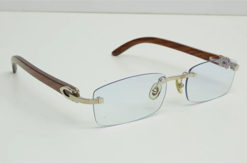 Cartier wood rimless glasses