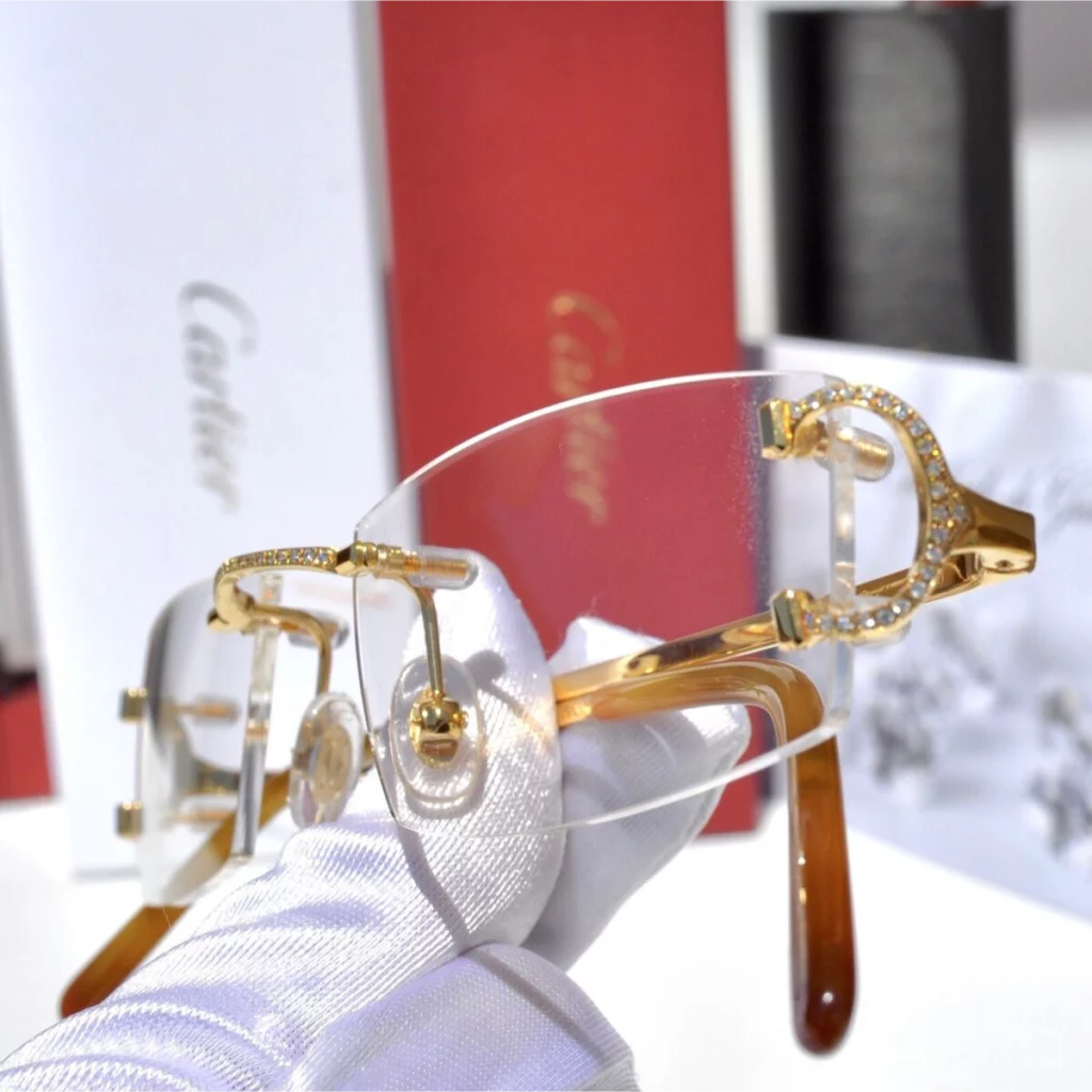 Rimless Cartier diamond glasses