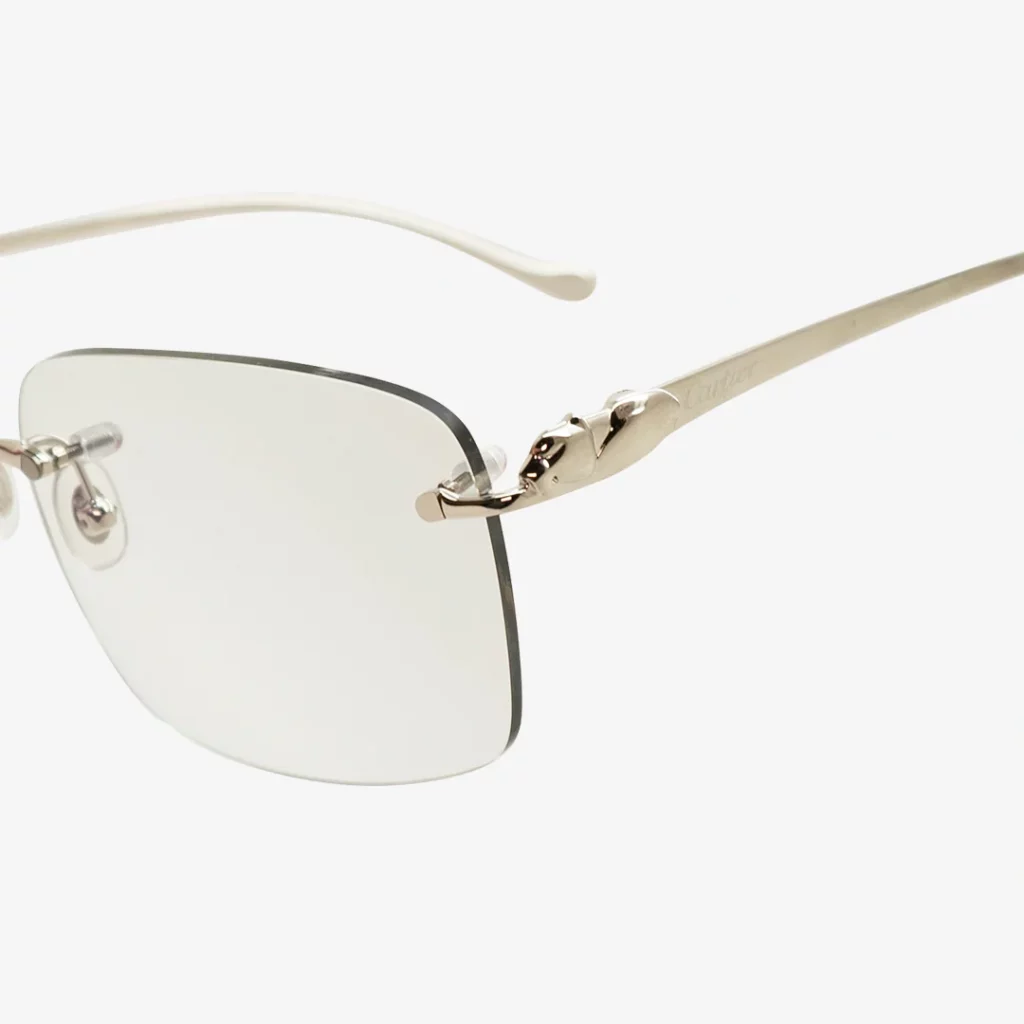 rimless Panthère de Cartier glasses close view