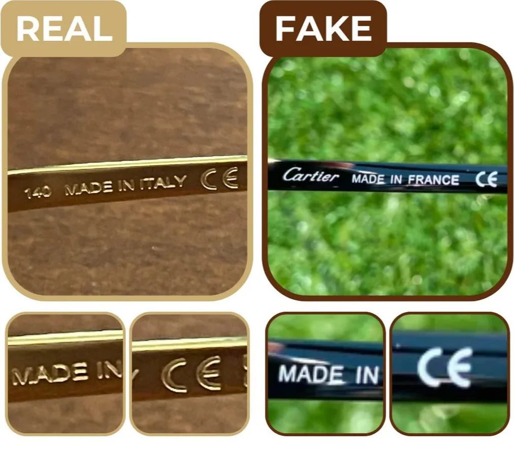 Real and fake Cartier frames