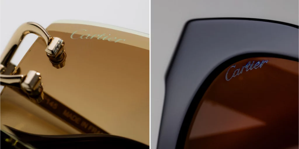 Real Cartier sunglasses with lens logo engraving