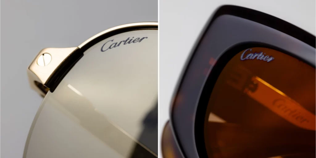 Signature details of authentic Cartier eyewear