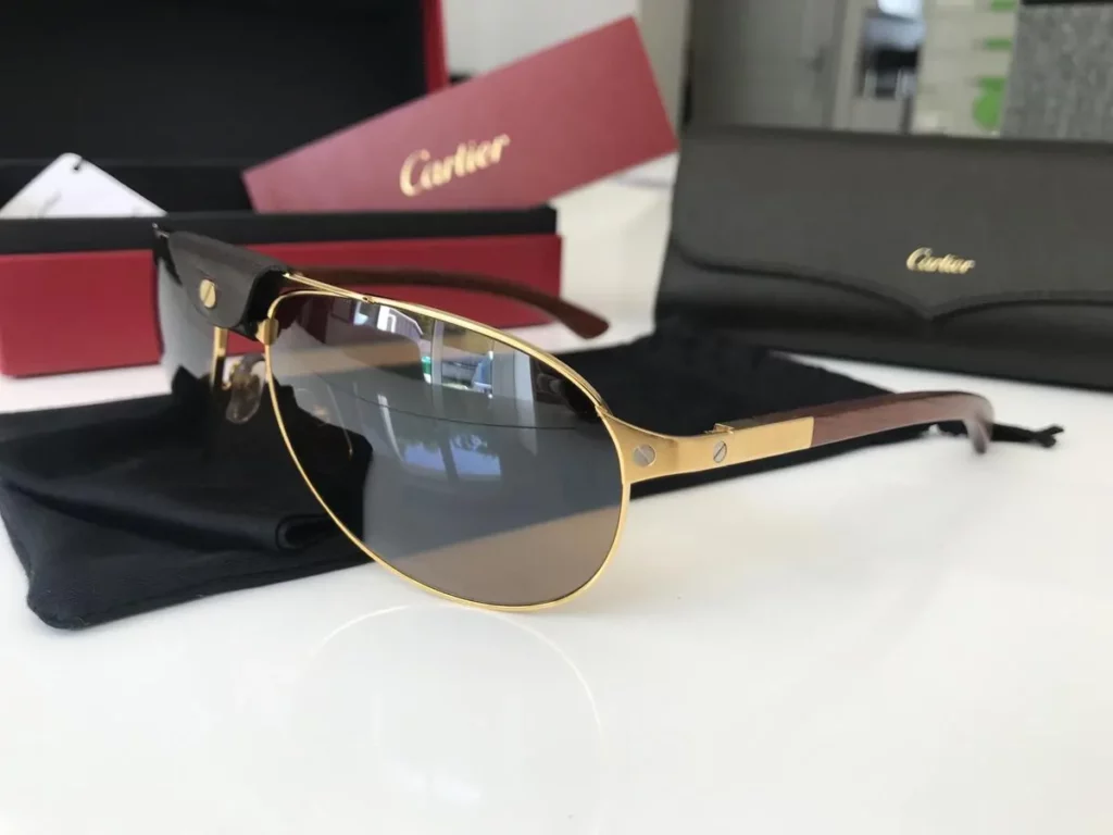 Santos de Cartier shades with a case and box