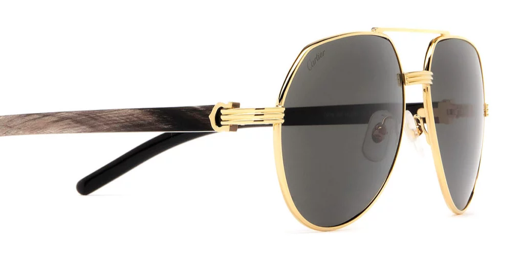 Cartier CT0272S 001 60 sunglasses in Gold/Black with buffalo horn