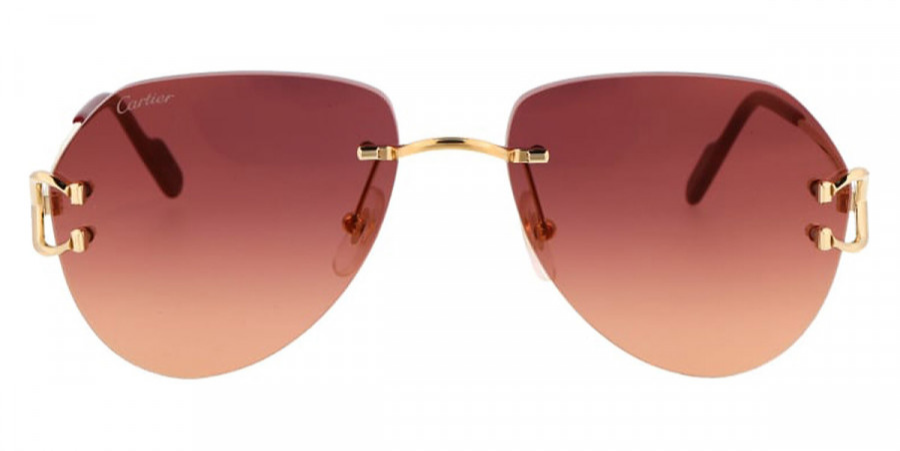 The 014 Gold color frame is complimented with Gradient Burgundy to Apricot finish lenses