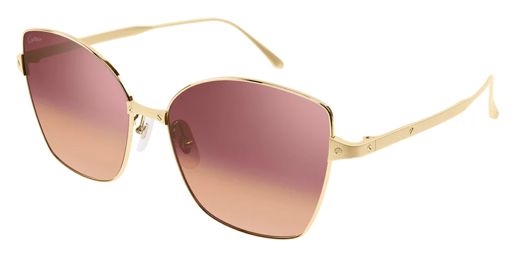 CT0328S Santos de Cartier Gold / Red Multi Treatment sunglasses