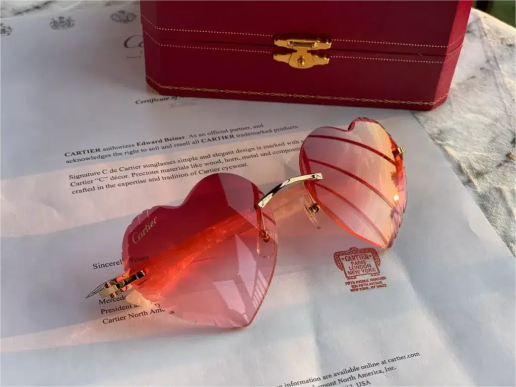 Cartier heart-shaped frames with red lenses