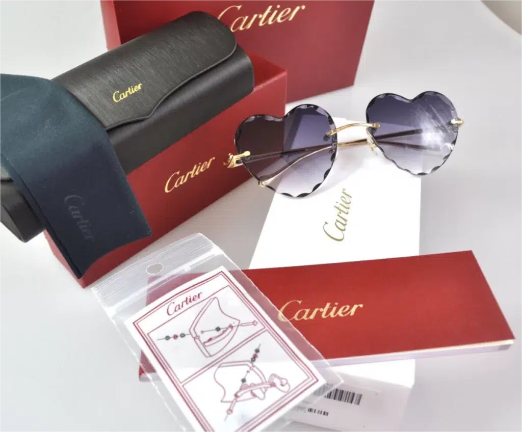 Cartier heart-shaped glasses with a box