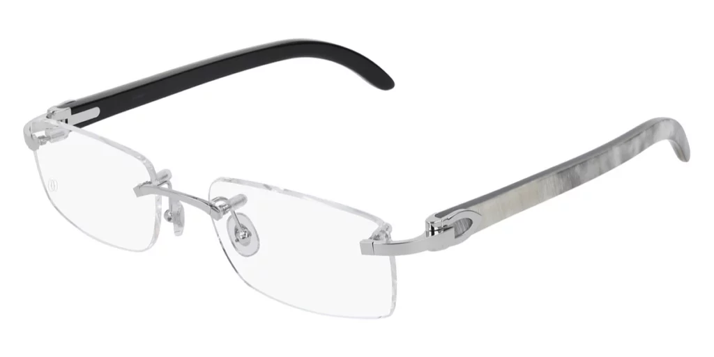 The CT0046O 002 Silver/White Décor C white buffs by Cartier