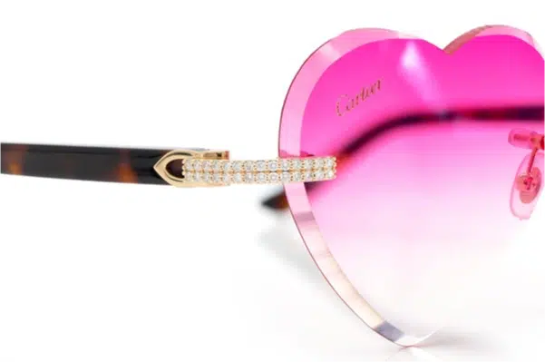 Cartier pink heart-shaped glasses