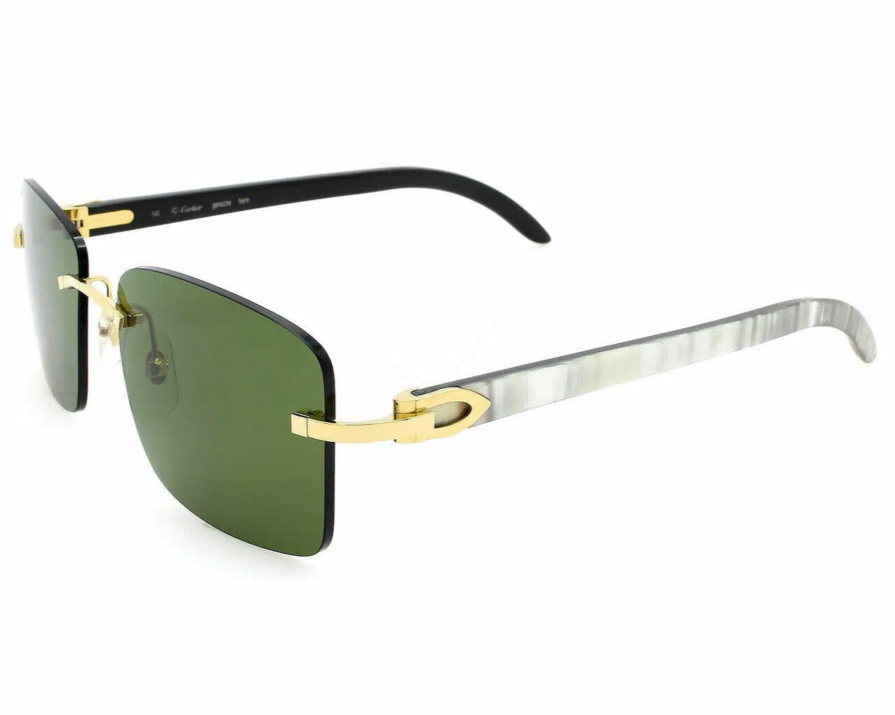 Cartier buffalo horn glasses with green lenses