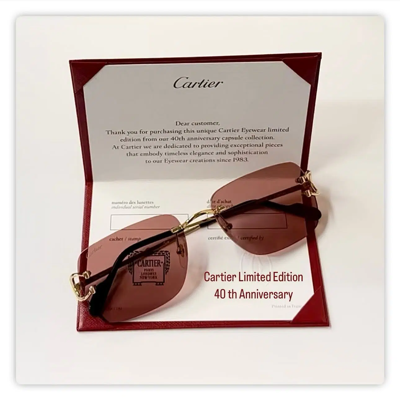 Cartier sunglasses limited edition with certificate