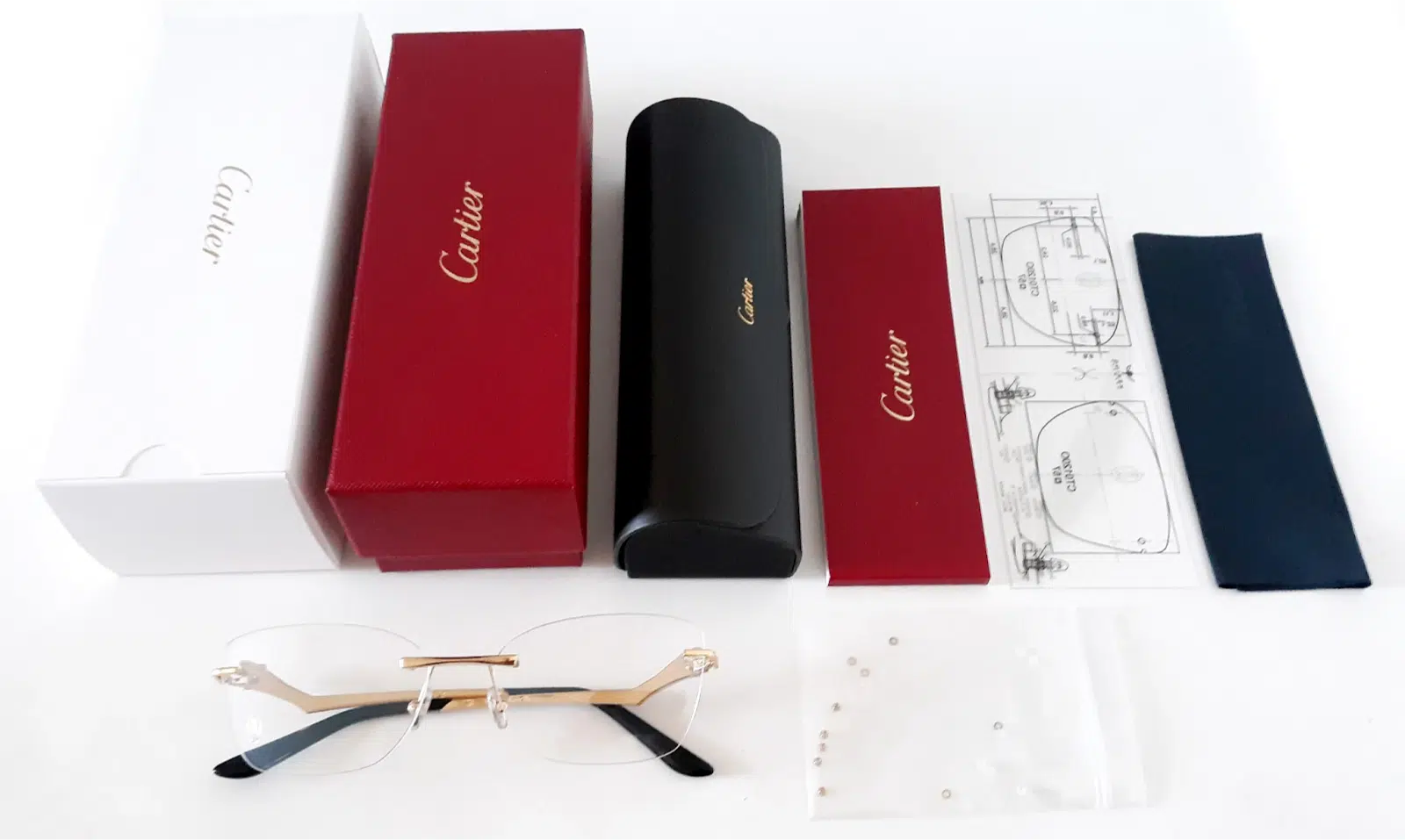 Cartier glasses with package and details