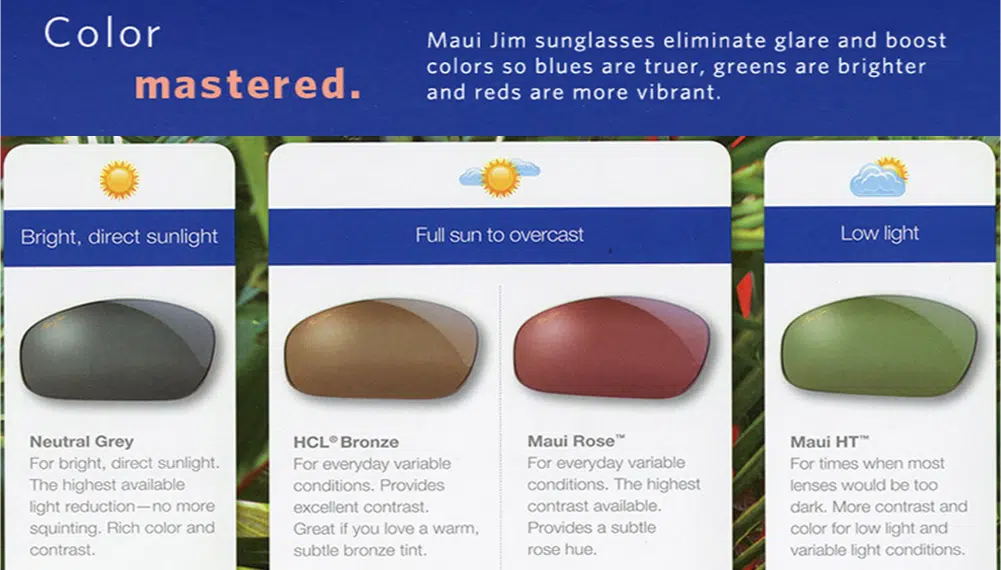 Maui Jim lens colors