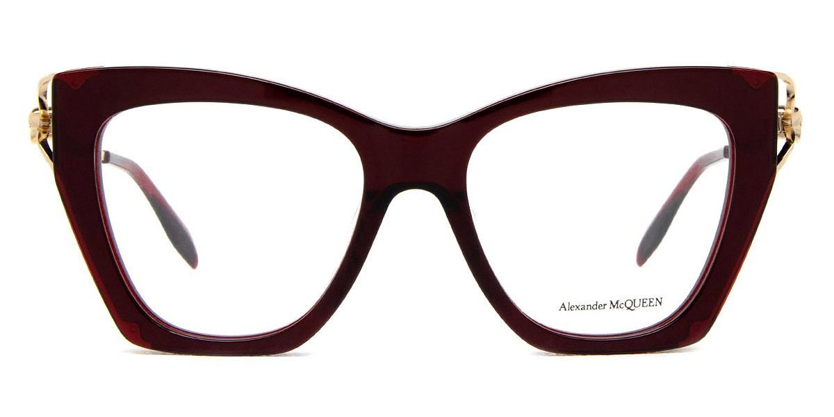 Alexander McQueen™ AM0376O 003 51 Burgundy/Gold Eyeglasses