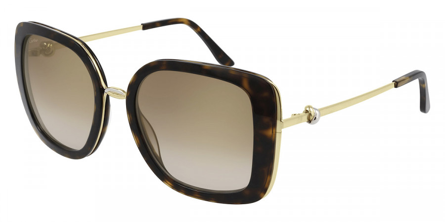 Cartier™ CT0246S 002 54 - Havana/Gold Trinity Ruban