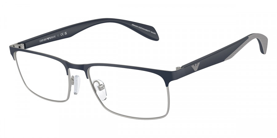 Emporio Armani™ EA1149 3368 56 - Matte Silver/Blue/Rubber Gray