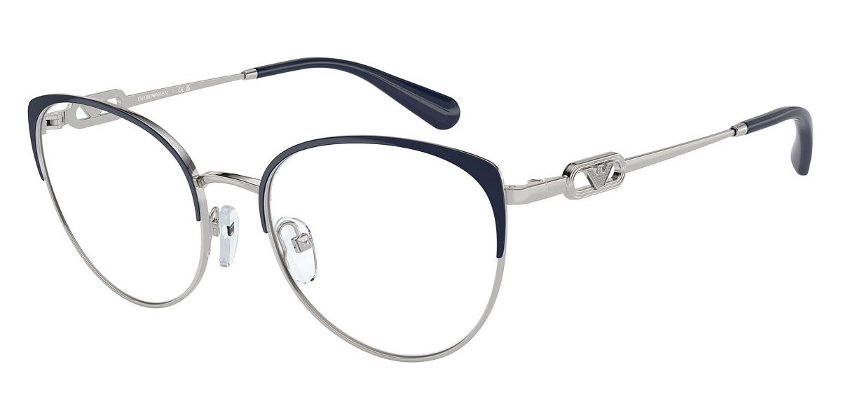 Emporio Armani™ EA1150 3368 53 Shiny Silver/Blue Eyeglasses