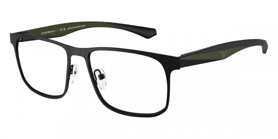 Emporio Armani™ EA1163 3001 53 - Matte Black/Green Rubber