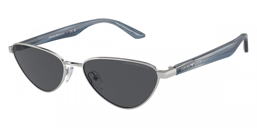 Emporio Armani™ EA2153 301587 56 - Shiny Silver/Shiny Striped Smoke