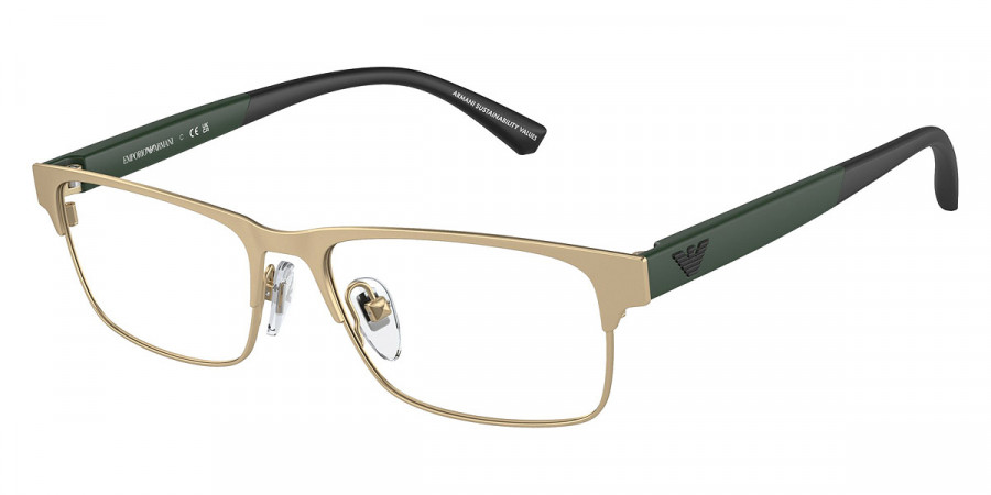 Emporio Armani™ EK1001 3002 49 - Matte Pale Gold/Matte Dark Green/Black