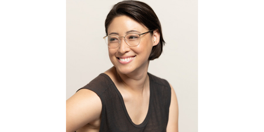 Ic! Berlin Amihan Rosé-Gold Eyeglasses On Female Model 2