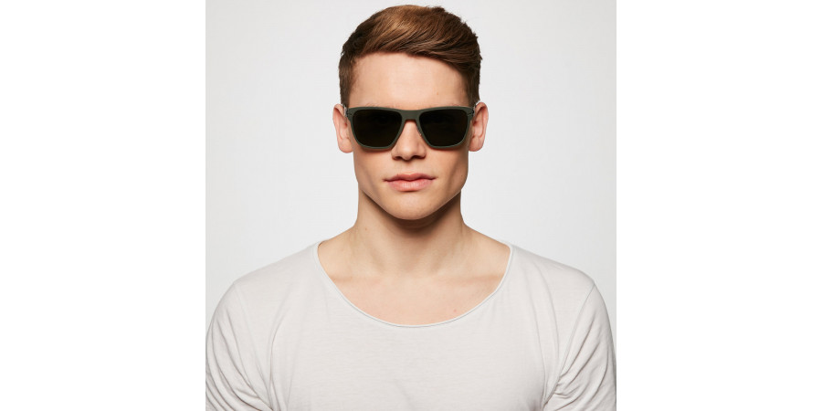 Ic! Berlin Bloc Graphite-Dark-Green Sunglasses On Male Model