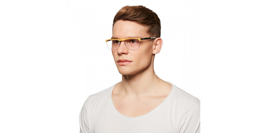 Ic! Berlin Central Chrome-Yellow Eyeglasses On Male Model