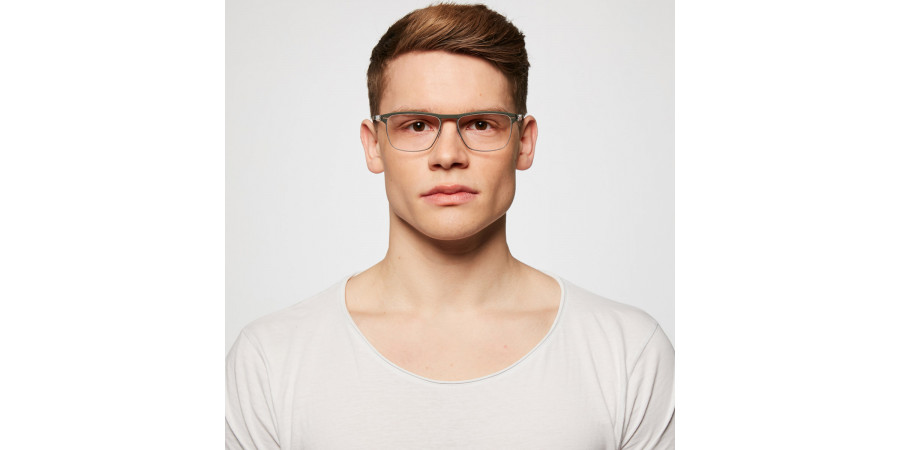 Ic! Berlin Central Graphite-Dark-Green Eyeglasses On Male Model