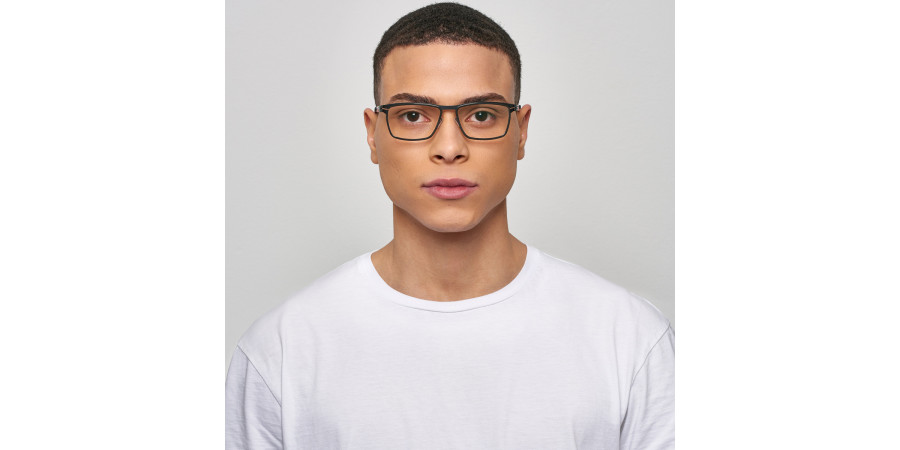 Ic! Berlin Chromium Teak-Black Eyeglasses On Male Model