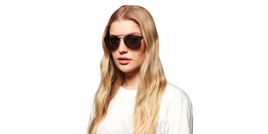 Ic! Berlin Daiying L. Aubergine Crocus Sunglasses On Female Model