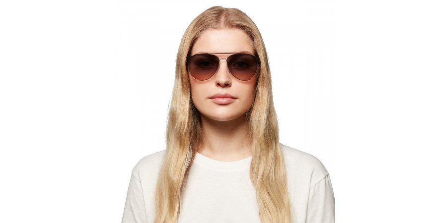 Ic! Berlin Daiying L. Shiny Copper Sunglasses On Female Model