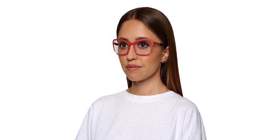 Ic! Berlin Denisa C. Lava Eyeglasses On Female Model