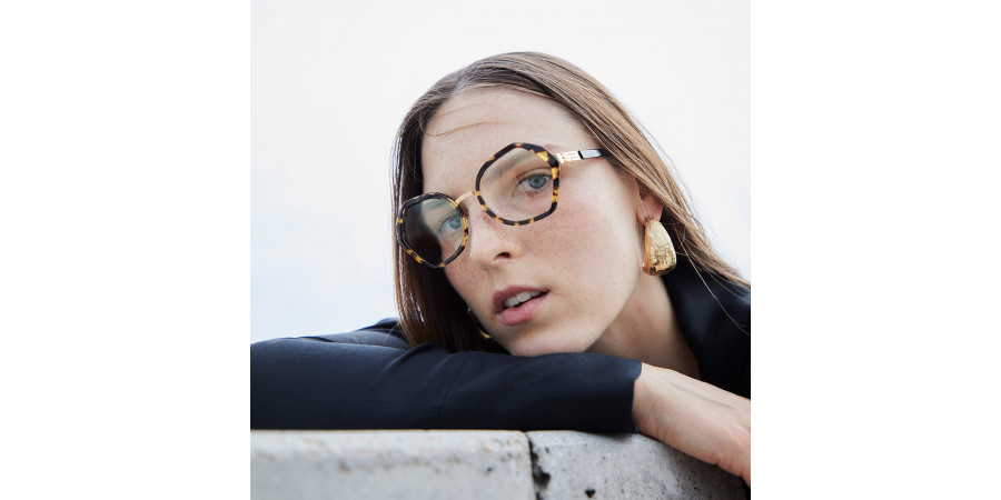 Ic! Berlin Emmeline Rose Gold Ecohoney Eyeglasses Lifestyle Shot