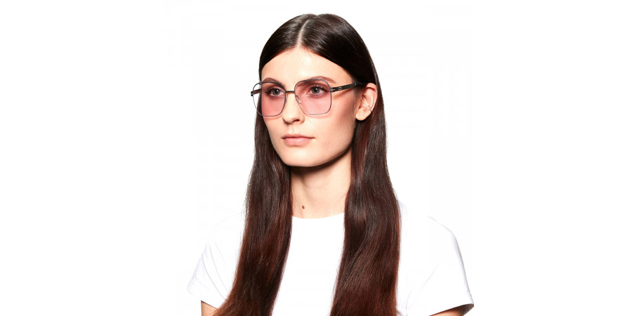 Ic! Berlin Factory Chrome Eyeglasses On Female Model